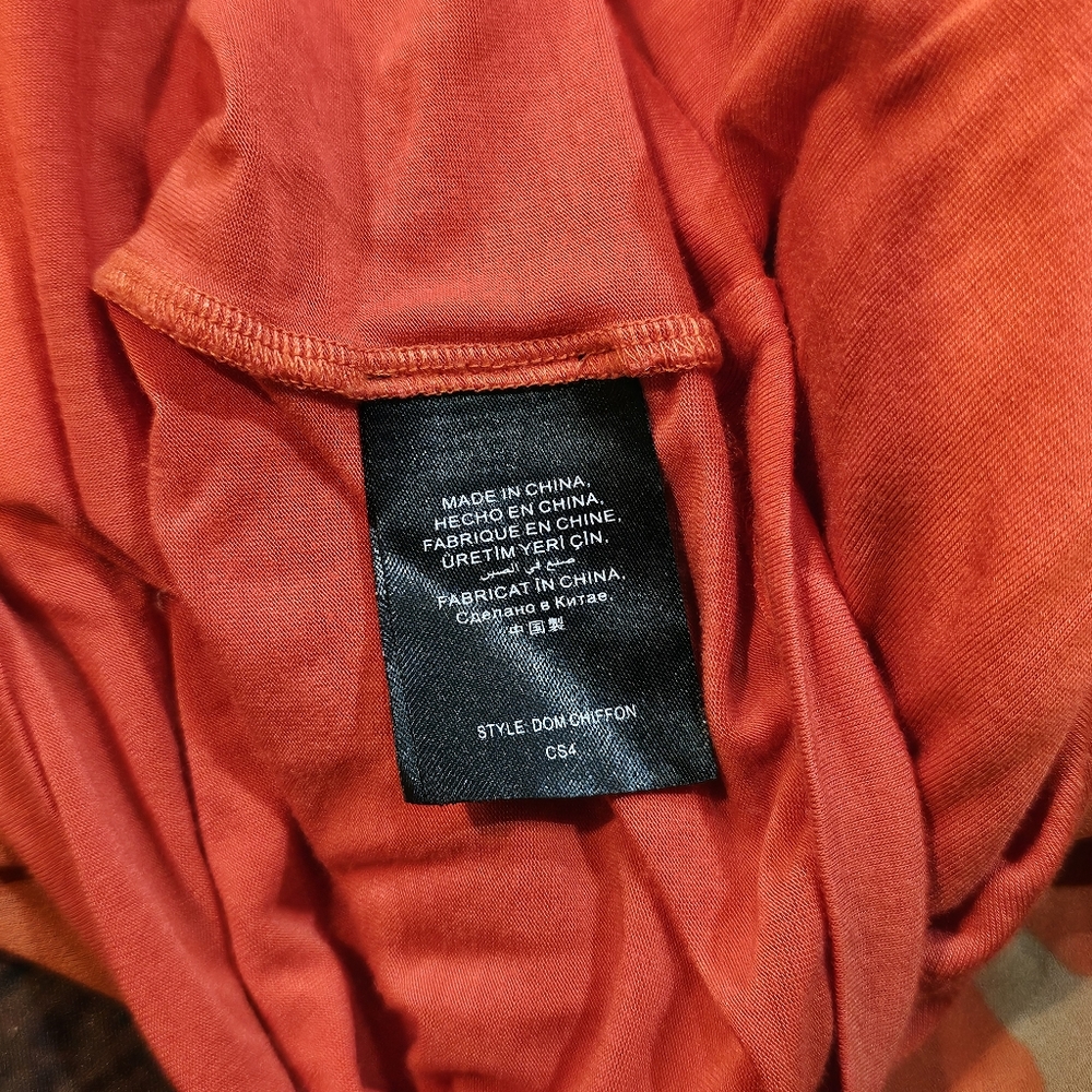 Bebe Orange Coral Double V-Neck Wrap Kimono Sheer Top Dress Size Small - Picture 8 of 10